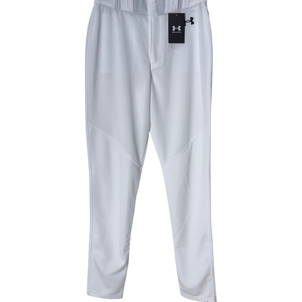 Men's Under Armour Loose Tapered Fit White Baseball Pants, Size S